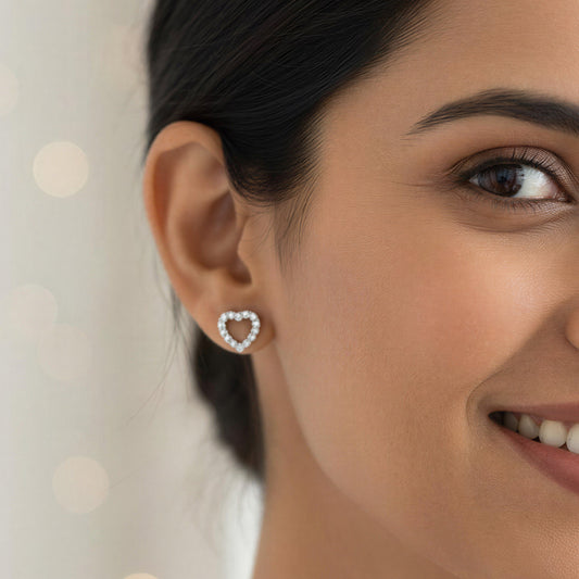 Eternal Heart Sparkle Studs in Italian 92.5 Silver”