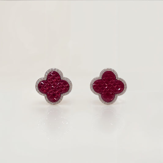 “Ruby Weave Clover Studs in Italian 92.5 Silver”