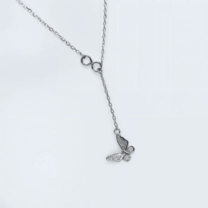 Butterfly & Infinity Drop Necklace in Italian 92.5 Silver