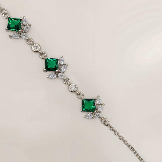 Emerald Princess Trio Luxury Bracelet in Italian 92.5 Silver