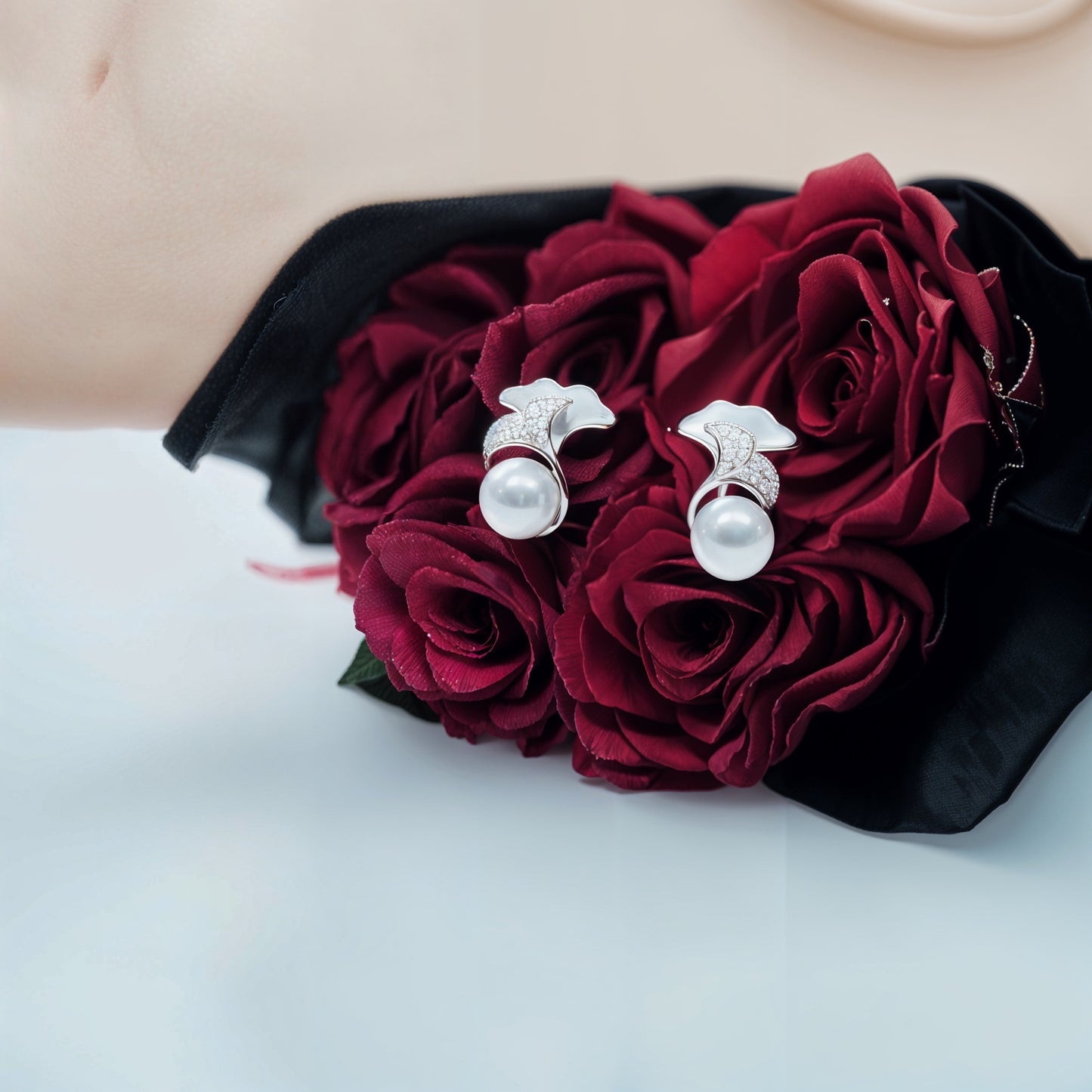 Opulent Pearl Crest Earrings in Italian 92.5 Silver