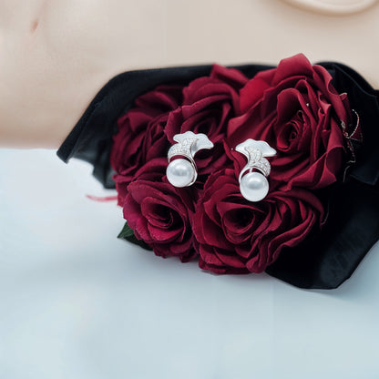 Opulent Pearl Crest Earrings in Italian 92.5 Silver