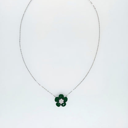 Emerald Blossom Elegance Necklace – Italian 92.5 Silver