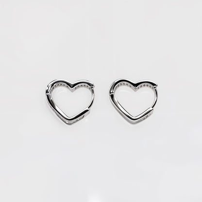 “Radiant Baguette Heart Hoop Earrings in Italian 92.5 Silver”