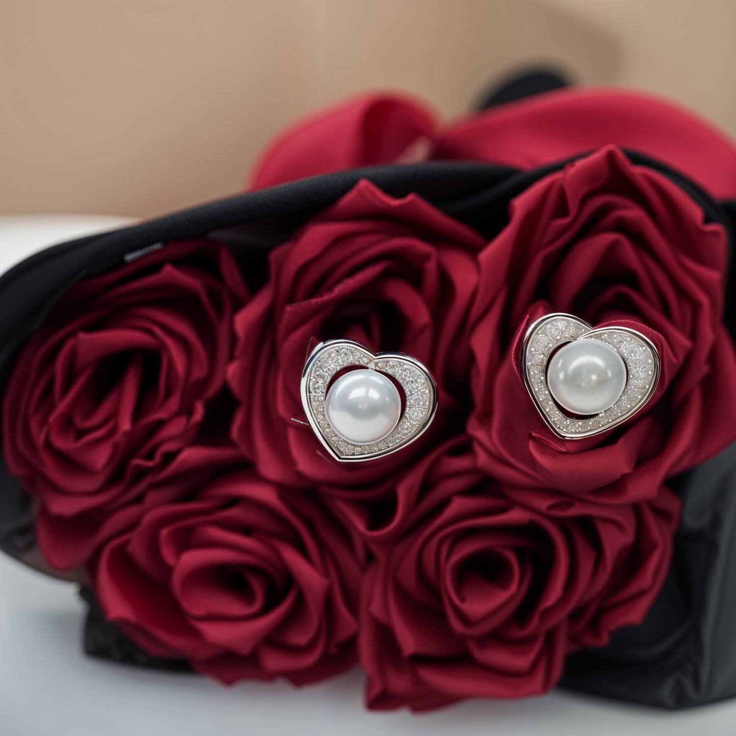 Eternal Pearl Hearts – Italian 92.5 Silver CZ Stud Earrings”