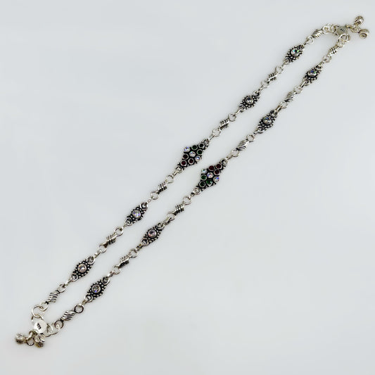 Oxidised Payal with Cut Stone Detailing