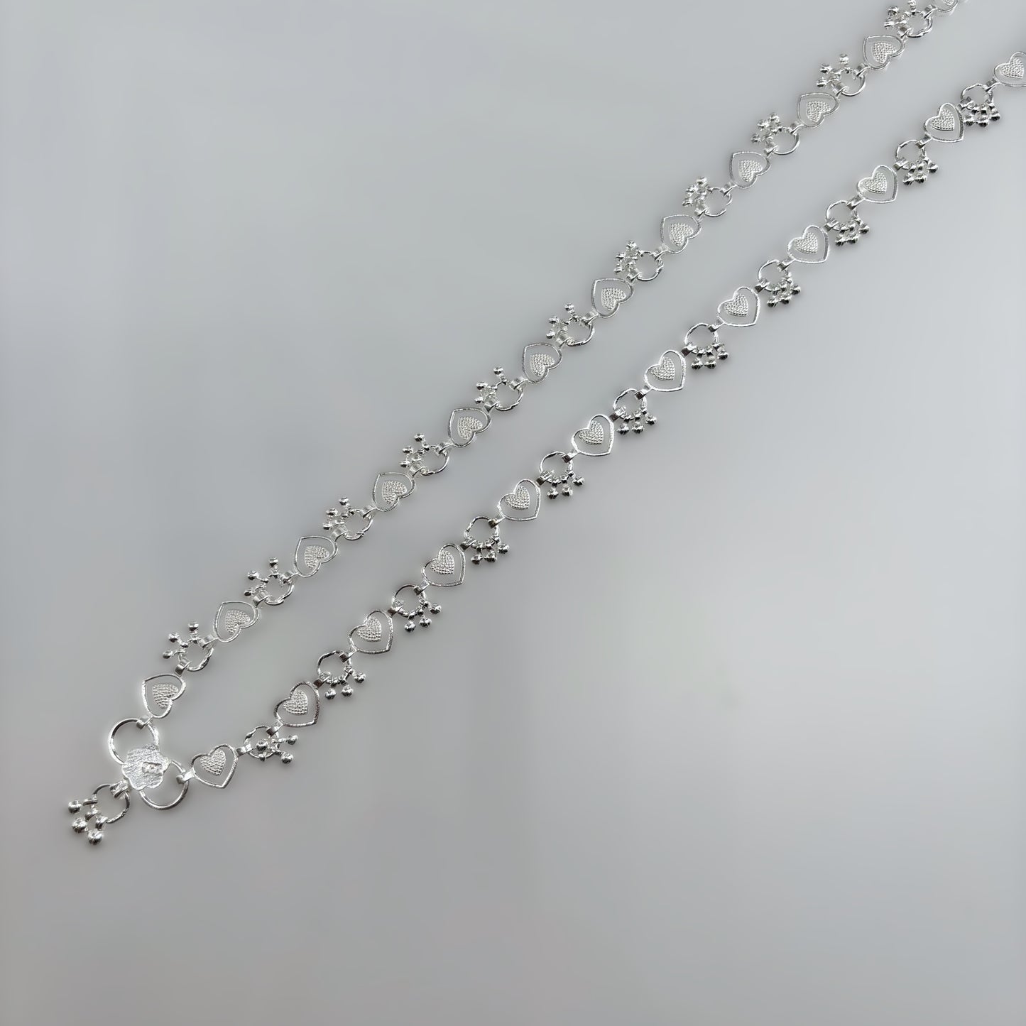 Heart Motif Silver Anklet