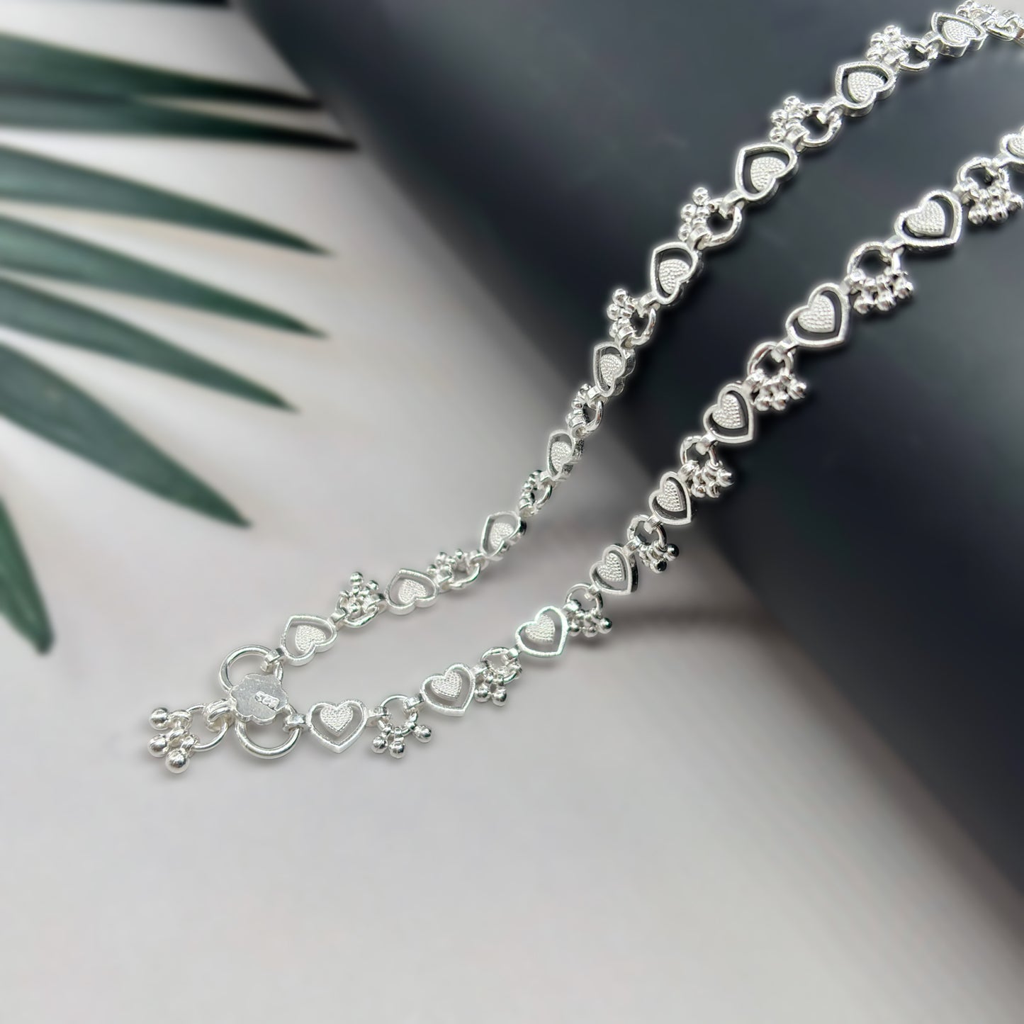 Heart Motif Silver Anklet