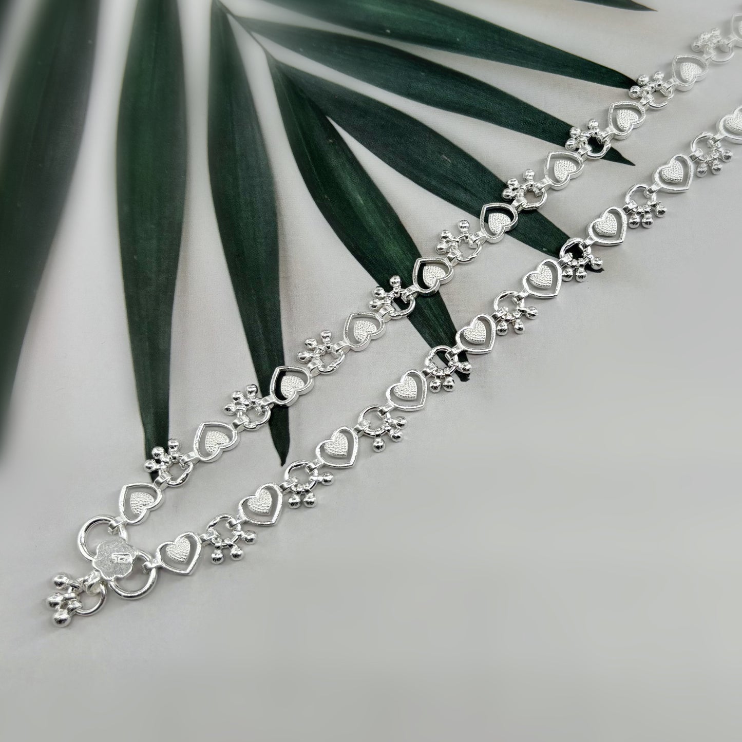 Heart Motif Silver Anklet
