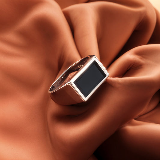 Turkish Style Men’s Silver Ring with Black Onyx