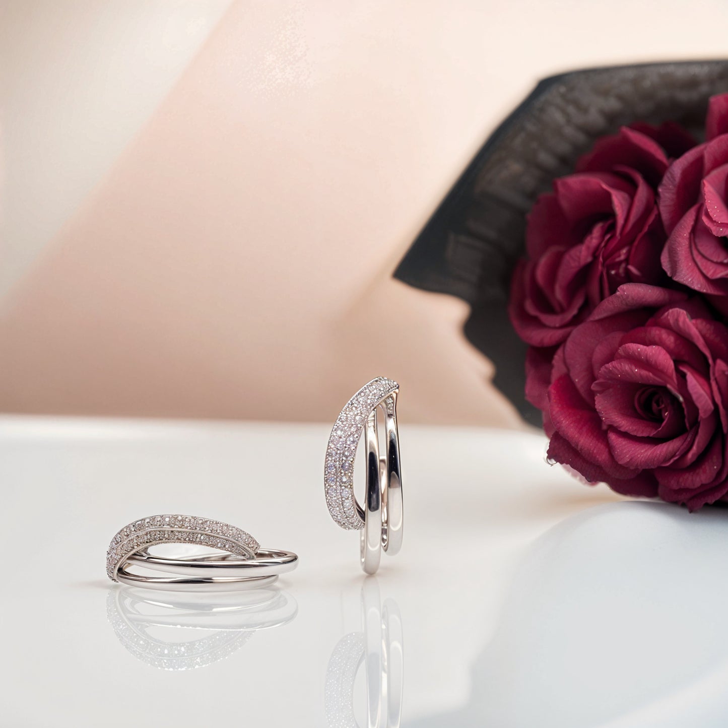 Radiant Dual-Band Pavé Hoop Earrings in Italian 92.5 Silver