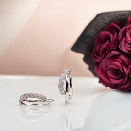 Radiant Dual-Band Pavé Hoop Earrings in Italian 92.5 Silver