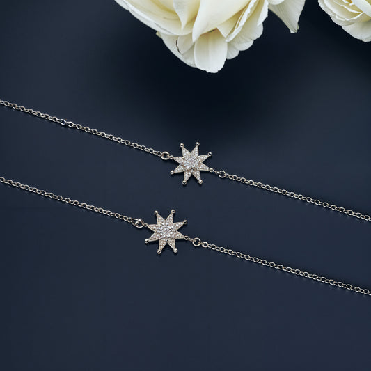 Celestial Starburst Anklet in Italian 92.5 Silver