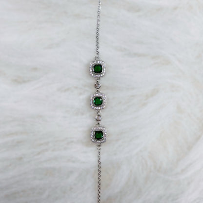 Emerald Majesty Cushion-Cut CZ Bracelet in Italian 92.5 Silver