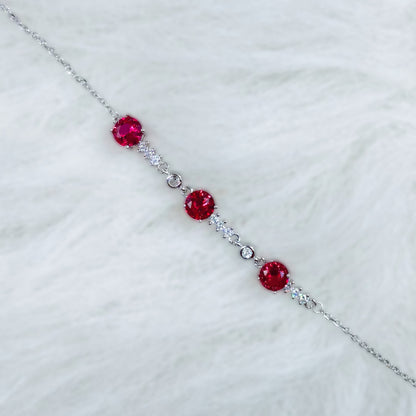 Crimson Radiance Trilogy Bracelet in Italian 92.5 Silver
