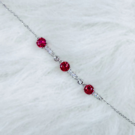 Crimson Radiance Trilogy Bracelet in Italian 92.5 Silver