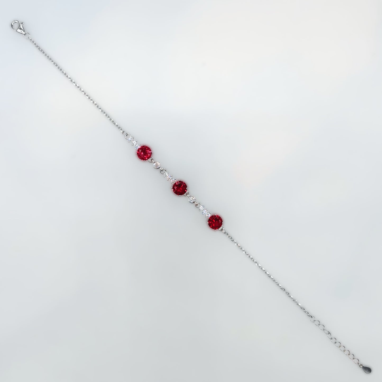 Crimson Radiance Trilogy Bracelet in Italian 92.5 Silver