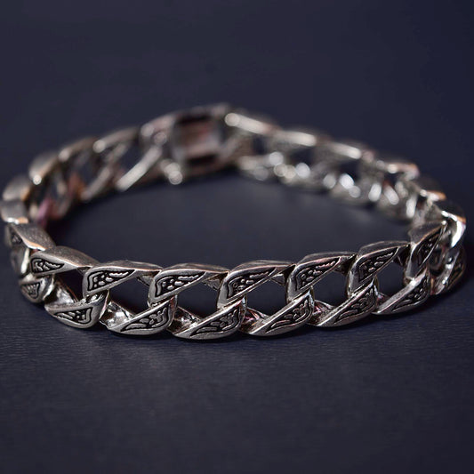 Silver Oxidised Cuban Link Bracelet
