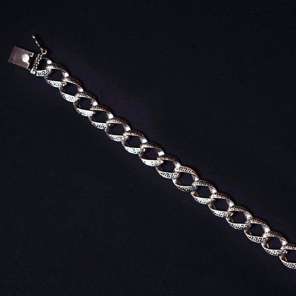 92.5 Silver Oxidised Greek Key Link Bracelet