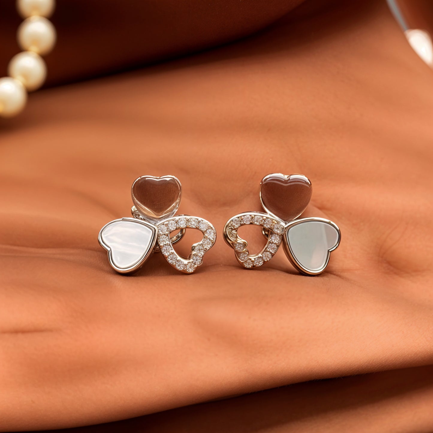 Triple Heart Set in Italian 92.5 Silver