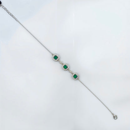 Emerald Majesty Cushion-Cut CZ Bracelet in Italian 92.5 Silver