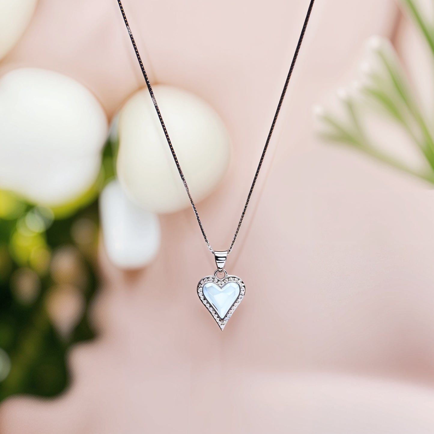 Elegant Heart Set in Italian 92.5 Silver