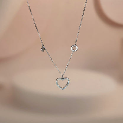 Open Heart Necklace in Italian 92.5 Silver