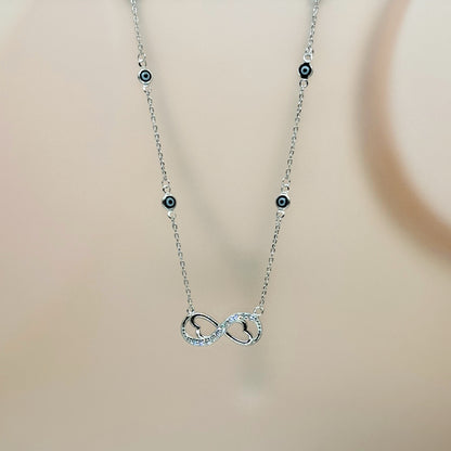 Infinity Heart Necklace in Italian 92.5 Silver