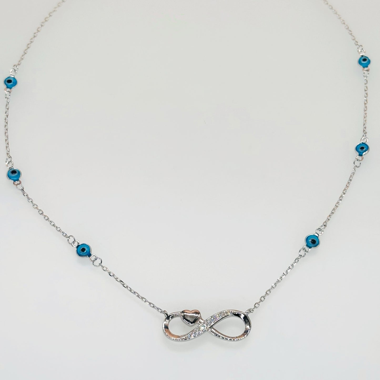 Infinity Heart Necklace in Italian 92.5 Silver