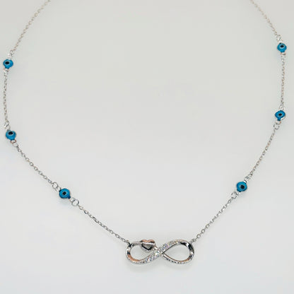Infinity Heart Necklace in Italian 92.5 Silver