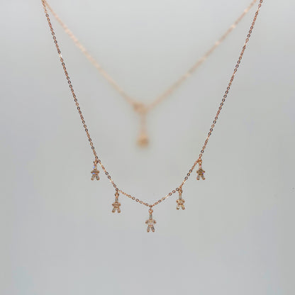 CZ Dangling Charm Necklace in Italian 92.5 Silver