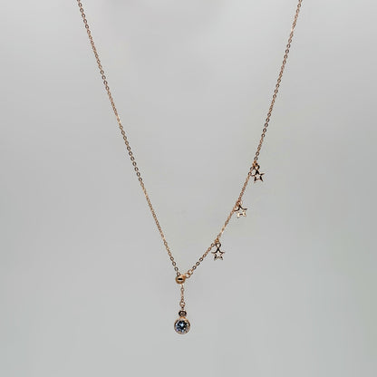 Star Charm Drop Necklace in Italian 92.5 Silver