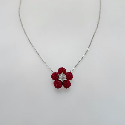 Royal Ruby Blossom Necklace in Italian 92.5 Silver