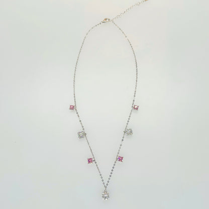 Radiant Dual-Tone Princess Cut Charm Necklace