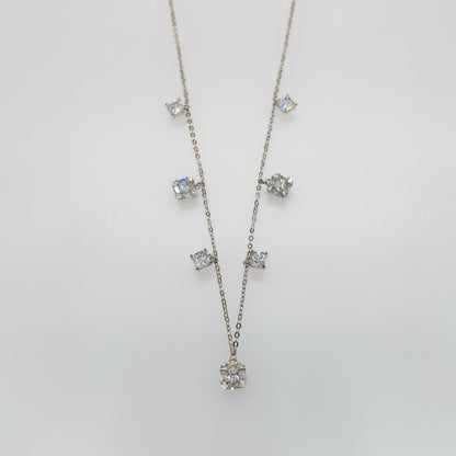 Radiant Solitaire Cascade Necklace in Italian 92.5 Silver