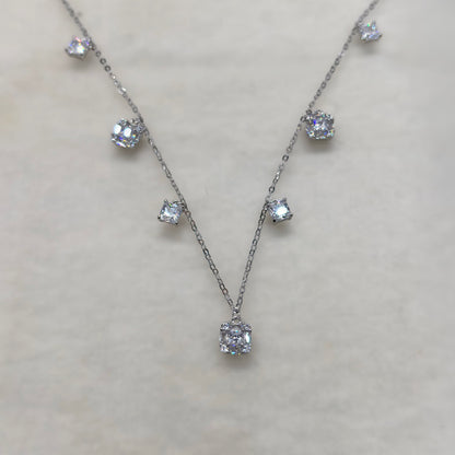 Radiant Solitaire Cascade Necklace in Italian 92.5 Silver