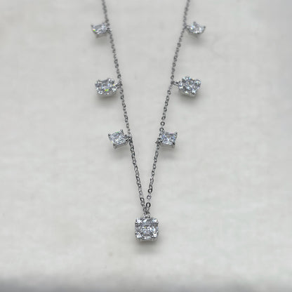 Radiant Solitaire Cascade Necklace in Italian 92.5 Silver
