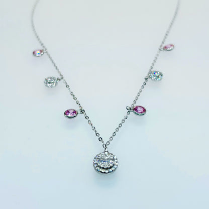 Elegance in Bloom – Italian 92.5 Silver Dual-Tone CZ Charm Necklace”