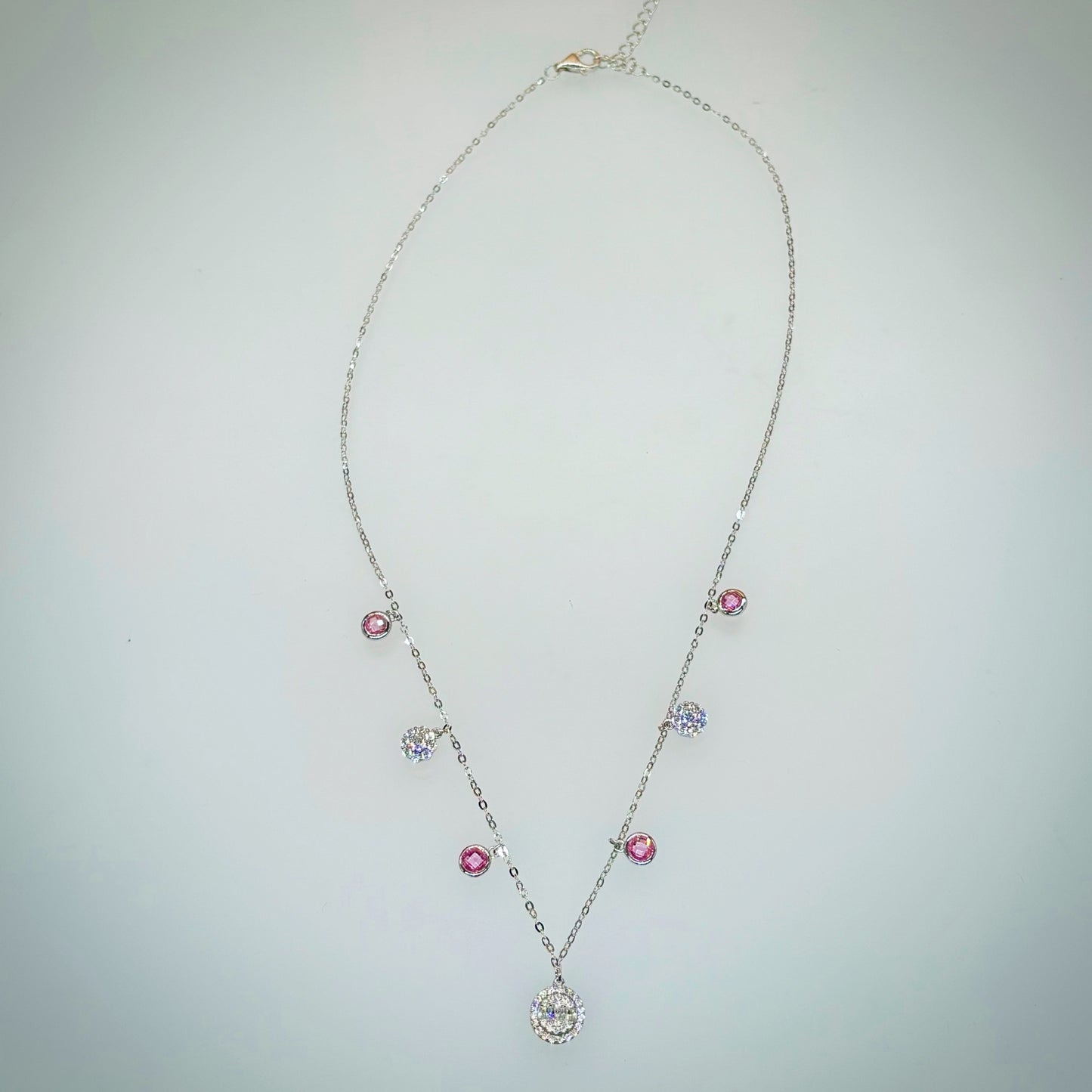 Elegance in Bloom – Italian 92.5 Silver Dual-Tone CZ Charm Necklace”