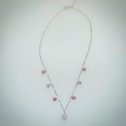 Elegance in Bloom – Italian 92.5 Silver Dual-Tone CZ Charm Necklace”