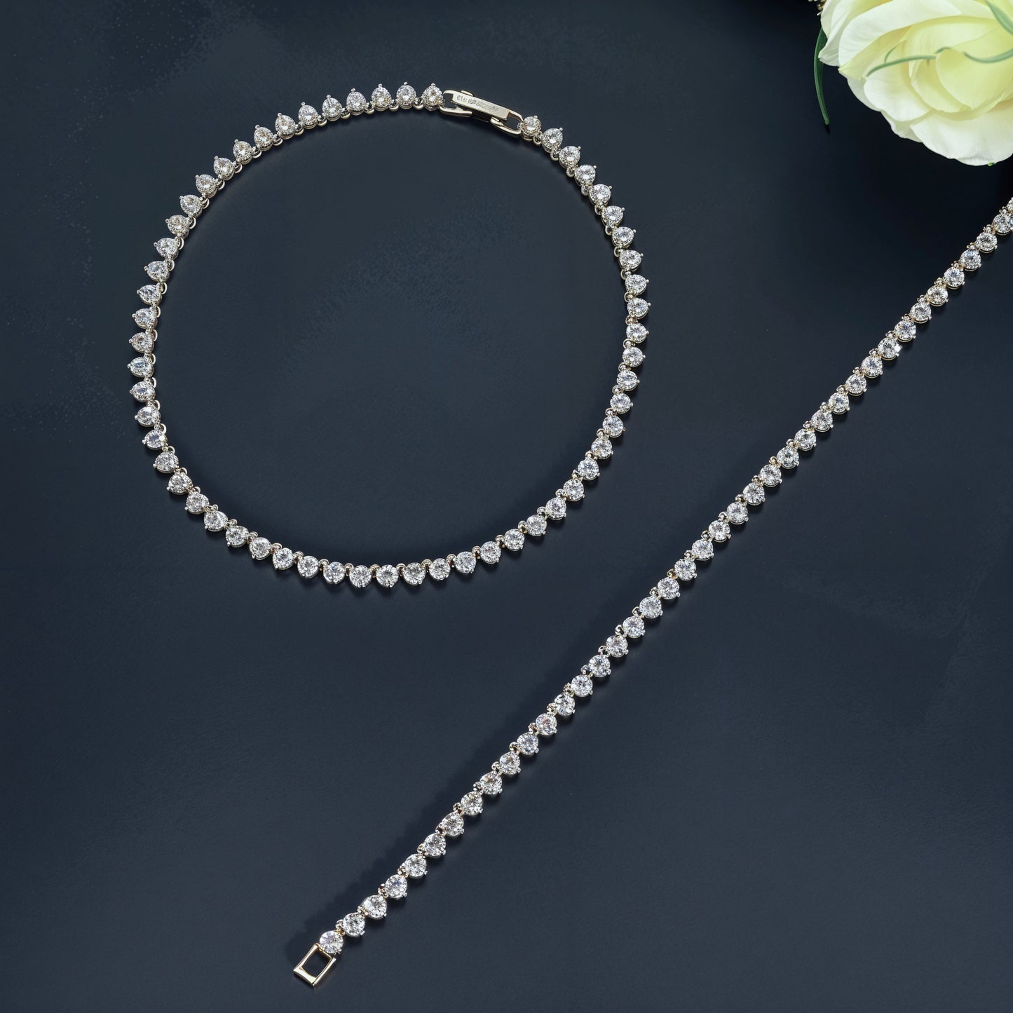 Royal Radiance Tennis Anklet in Italian 92.5 Silver