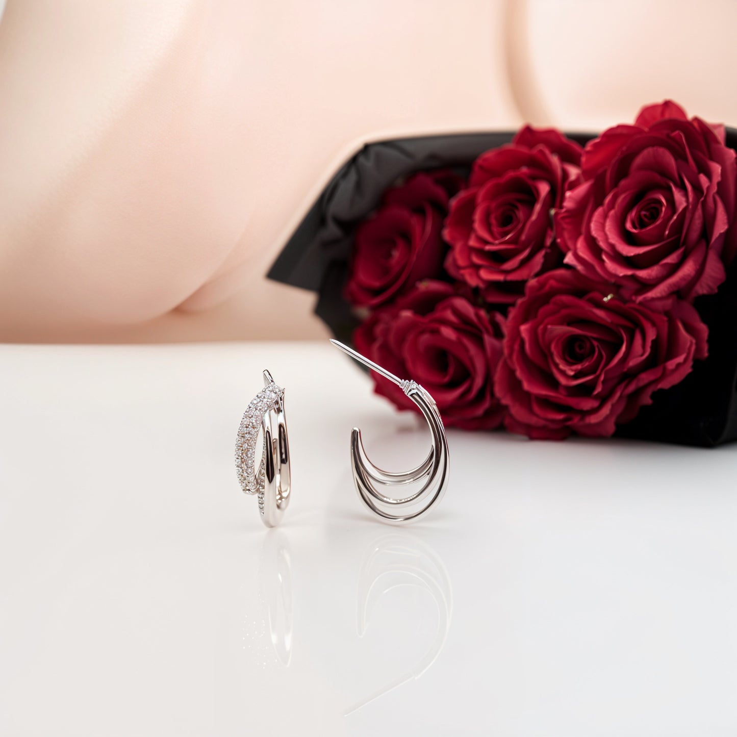 Radiant Dual-Band Pavé Hoop Earrings in Italian 92.5 Silver