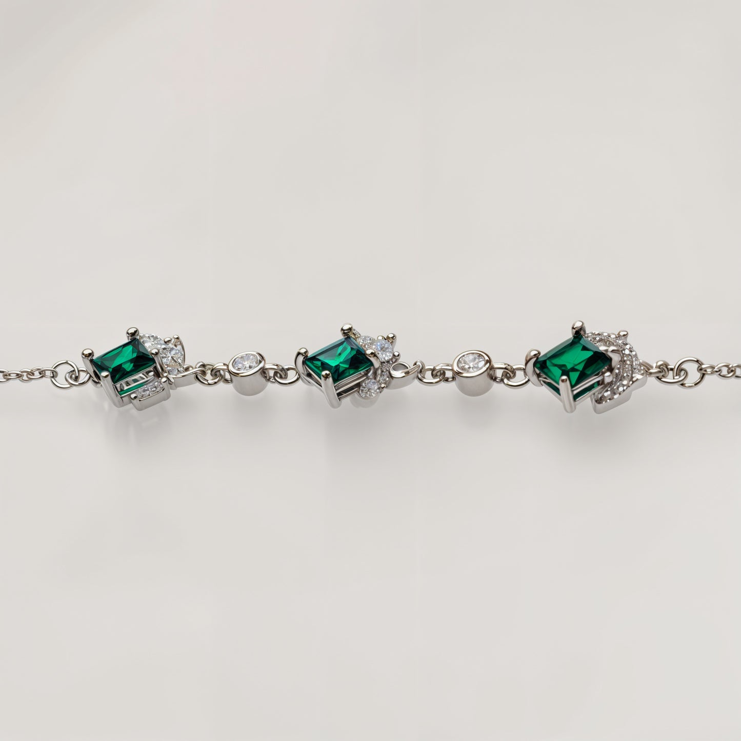Emerald Princess Trio Luxury Bracelet in Italian 92.5 Silver