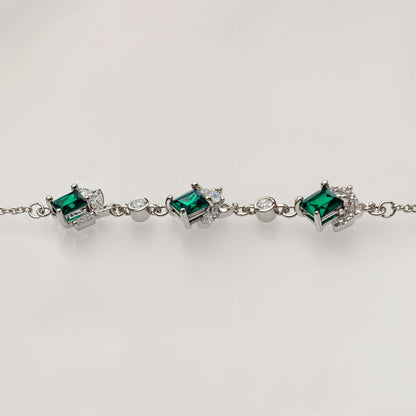 Emerald Princess Trio Luxury Bracelet in Italian 92.5 Silver