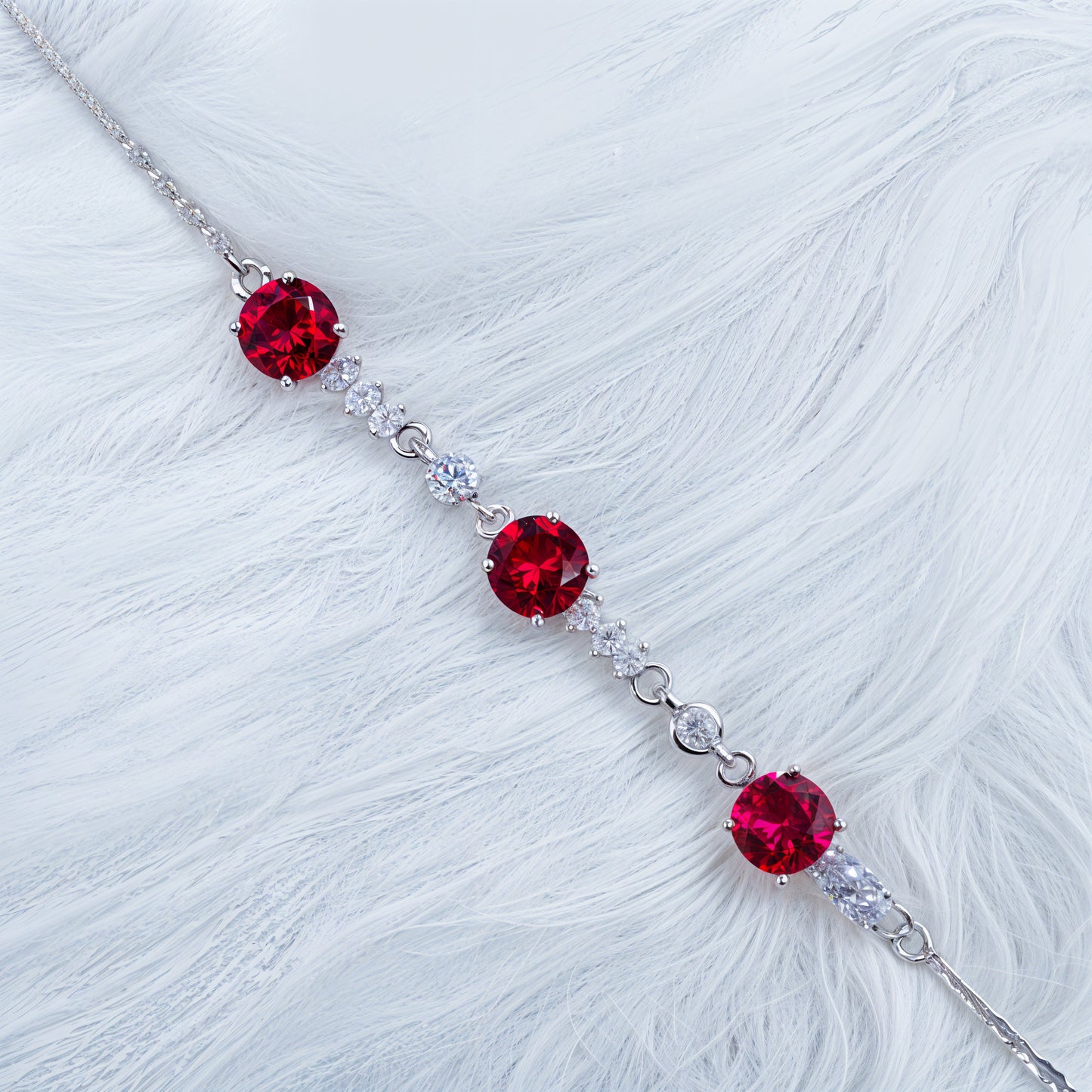 Crimson Radiance Trilogy Bracelet in Italian 92.5 Silver