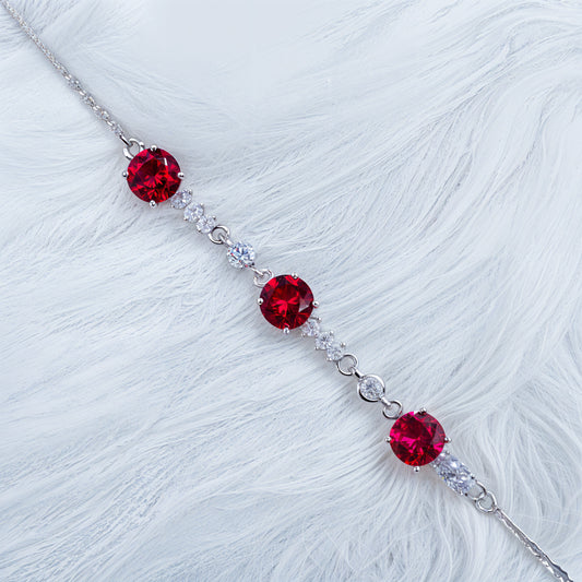Crimson Radiance Trilogy Bracelet in Italian 92.5 Silver