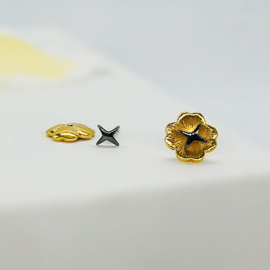 Gold Plated 3-in-1 Flower Stud Earrings