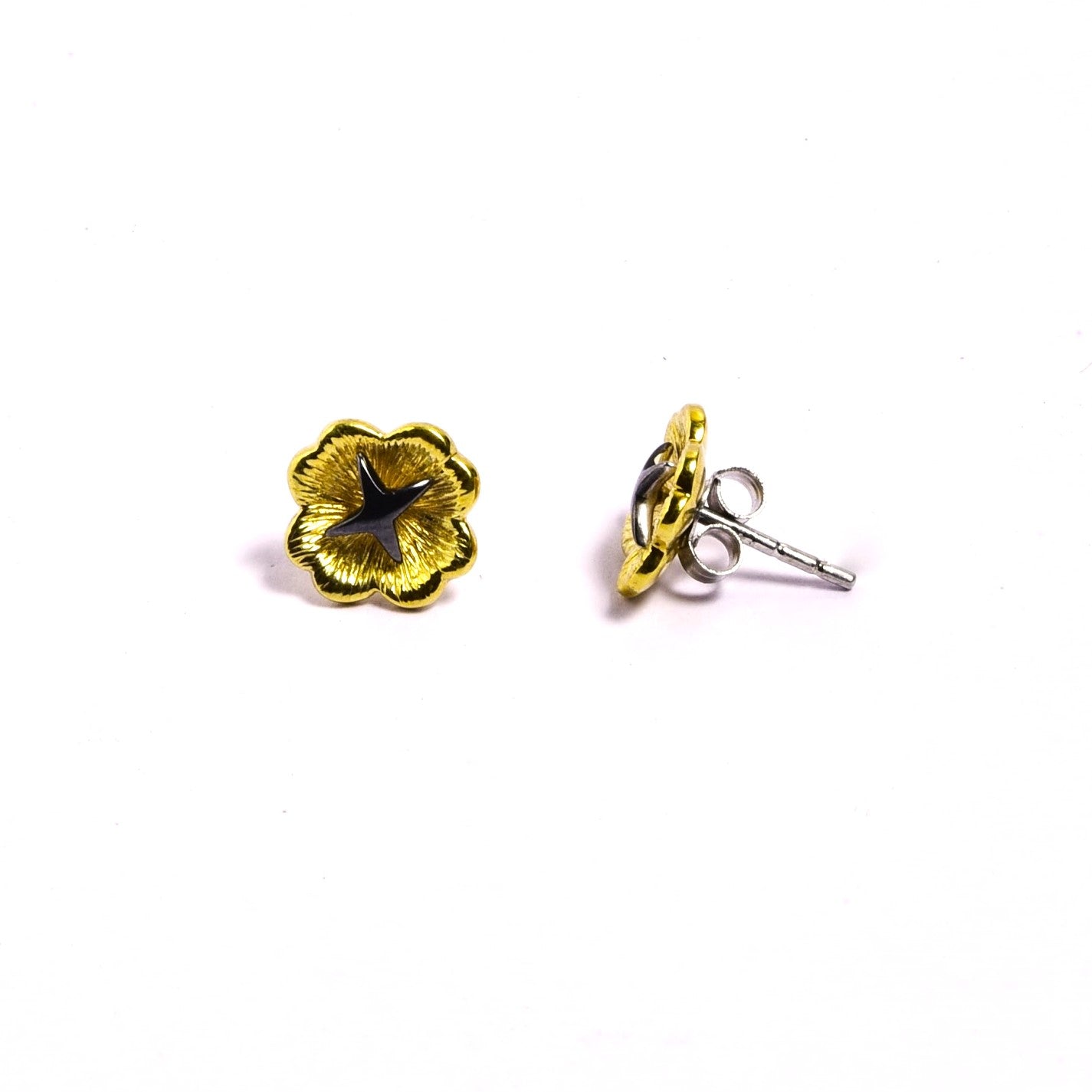 Gold Plated 3-in-1 Flower Stud Earrings