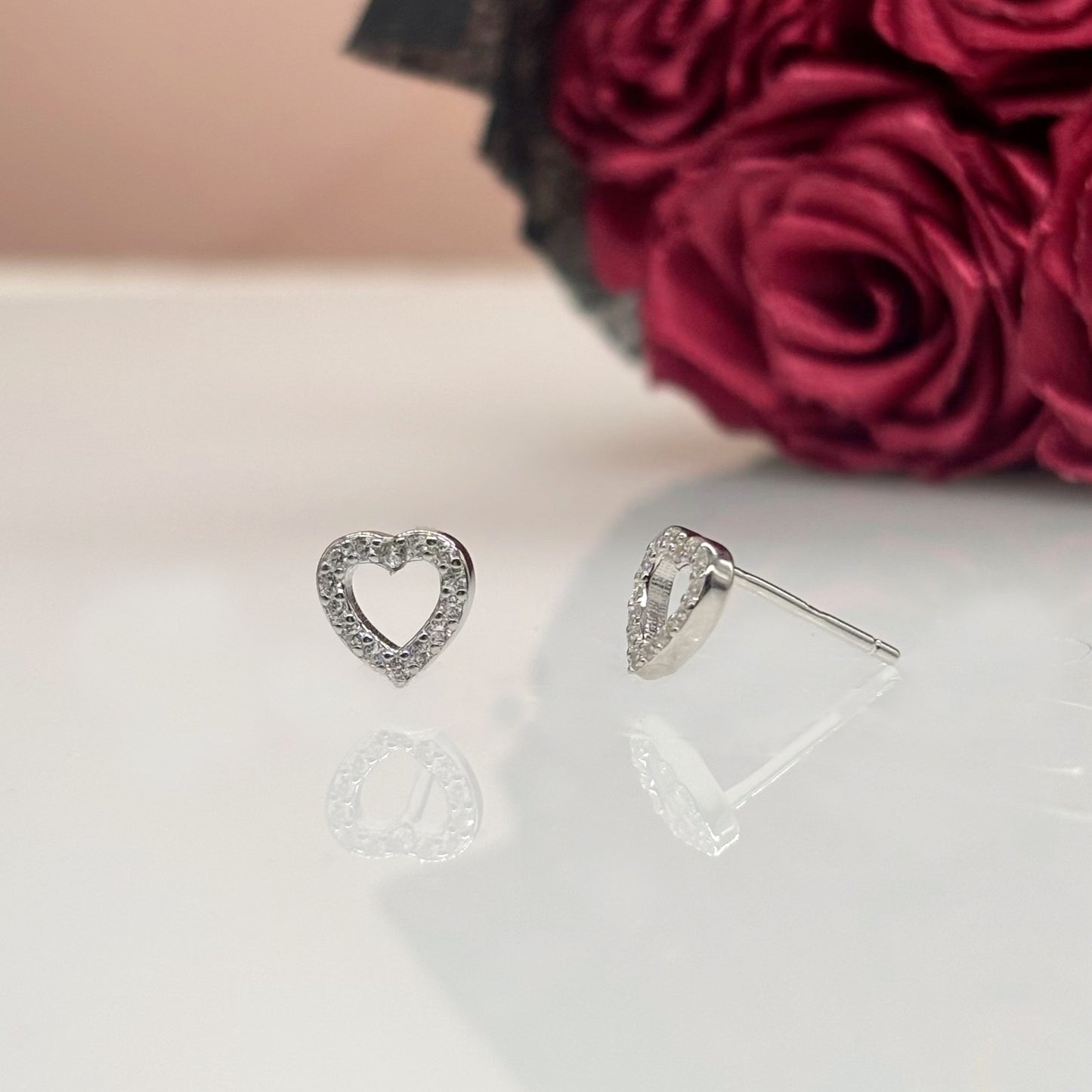 Eternal Heart Sparkle Studs in Italian 92.5 Silver”