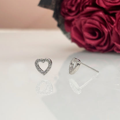 Eternal Heart Sparkle Studs in Italian 92.5 Silver”